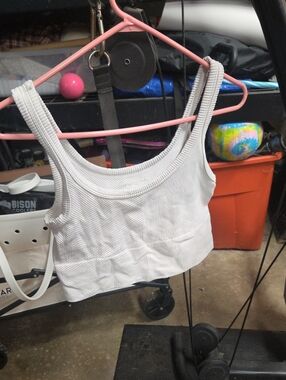 Ribbed White Crop Tank Top